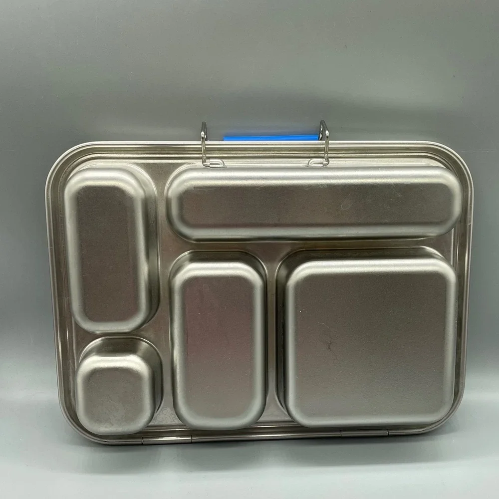 Aohea Stainless Steel Bento Box 5 Compartment Metal Lunch Box Blue lanch